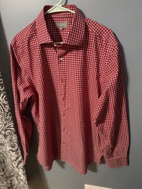 Neiman Marcus Private Label Red White Check Dress Shirt